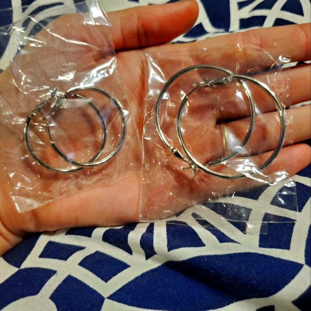 2for1 Silver-Colored Hoops